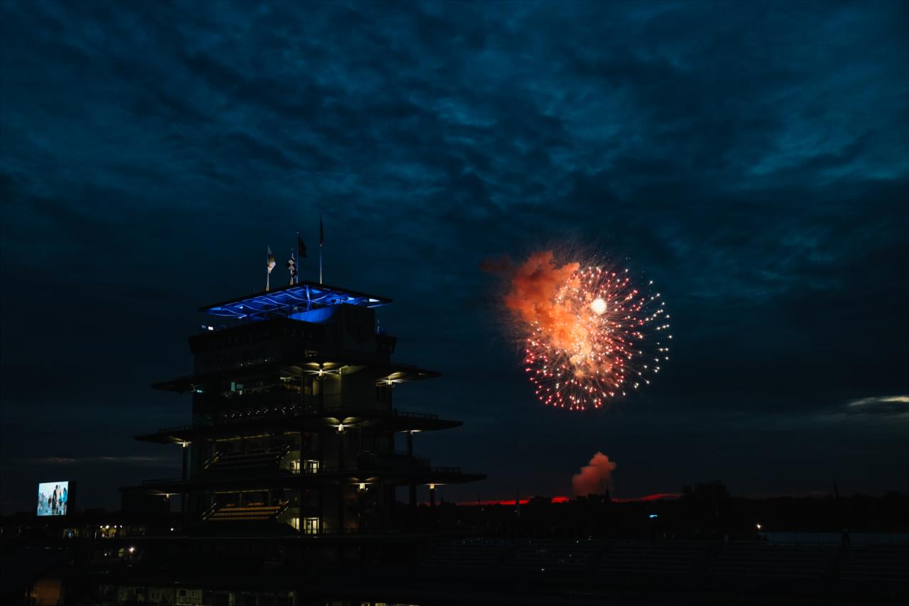 Arial bomb opens the gates- 107th Running of the Indianapolis 500 Presented By Gainbridge - By: Joe Skibinski -- Photo by: Joe Skibinski