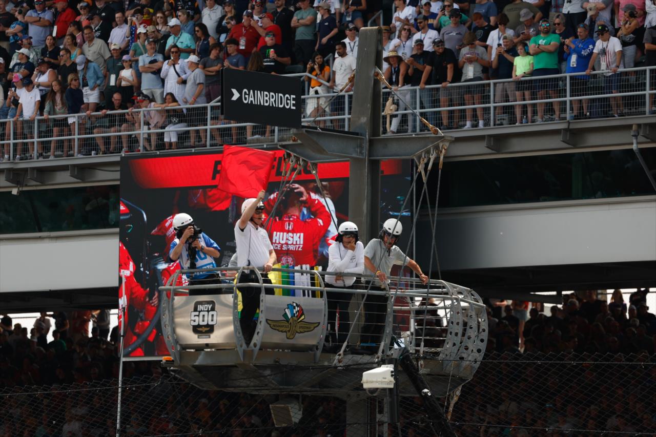 Red flag flies - 107th Running of the Indianapolis 500 Presented By Gainbridge - By: Joe Skibinski -- Photo by: Joe Skibinski