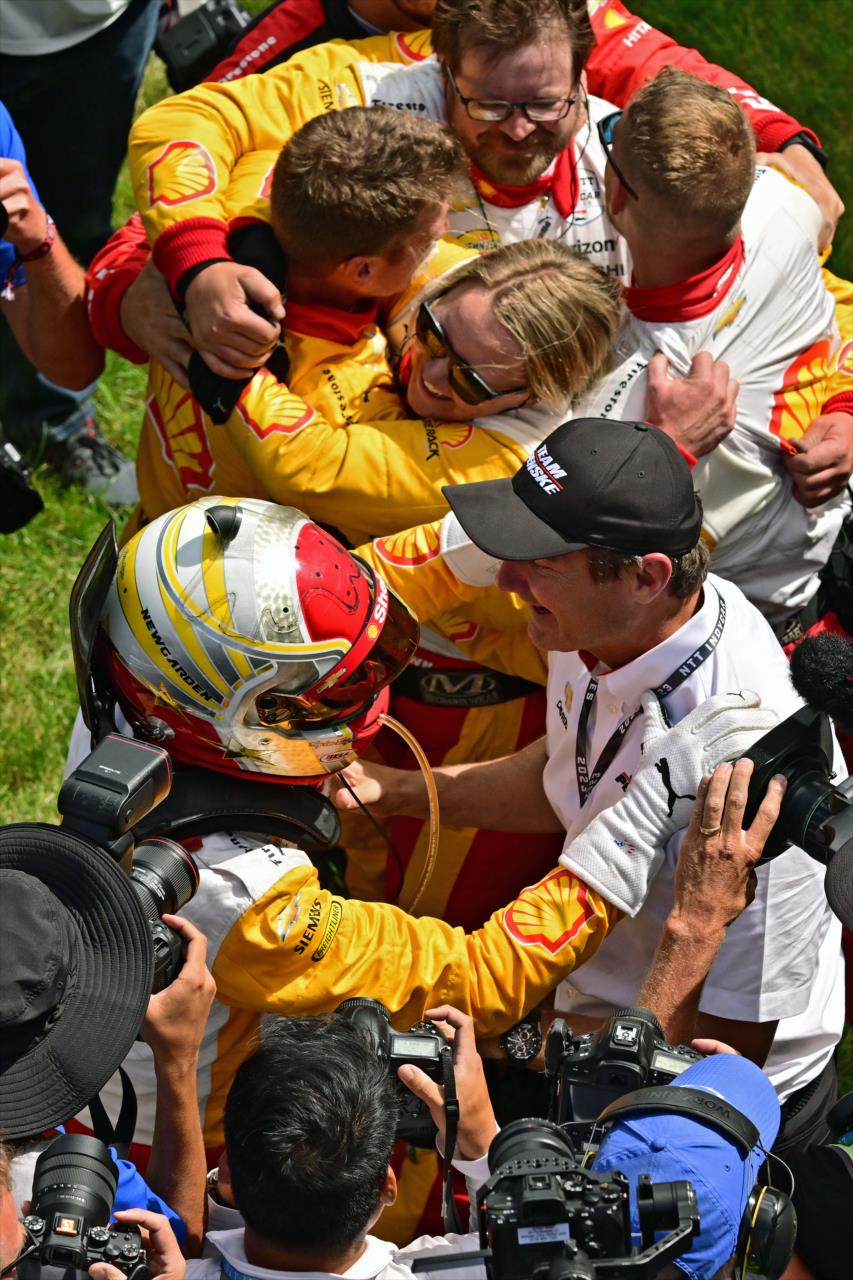Josef Newgarden and Tim Cindric - 107th Running of the Indianapolis 500 Presented By Gainbridge - By: James Black -- Photo by: Walt Kuhn