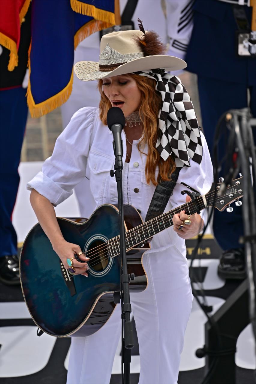 Jewel performs the National Anthem - 107th Running of the Indianapolis 500 Presented By Gainbridge - By: Walt Kuhn -- Photo by: Walt Kuhn