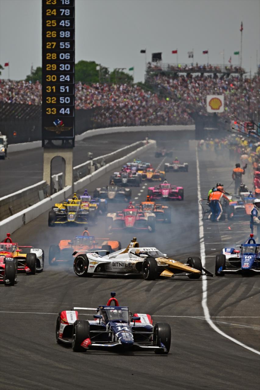Rinus VeeKay spins - 107th Running of the Indianapolis 500 Presented By Gainbridge - By: Walt Kuhn -- Photo by: Walt Kuhn