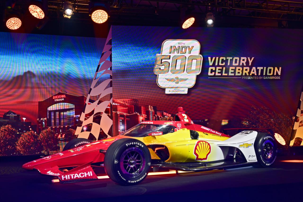 The No. 2 Chevrolet of Josef Newgarden on stage - Indianapolis 500 Victory Celebration - By: Walt Kuhn -- Photo by: Walt Kuhn
