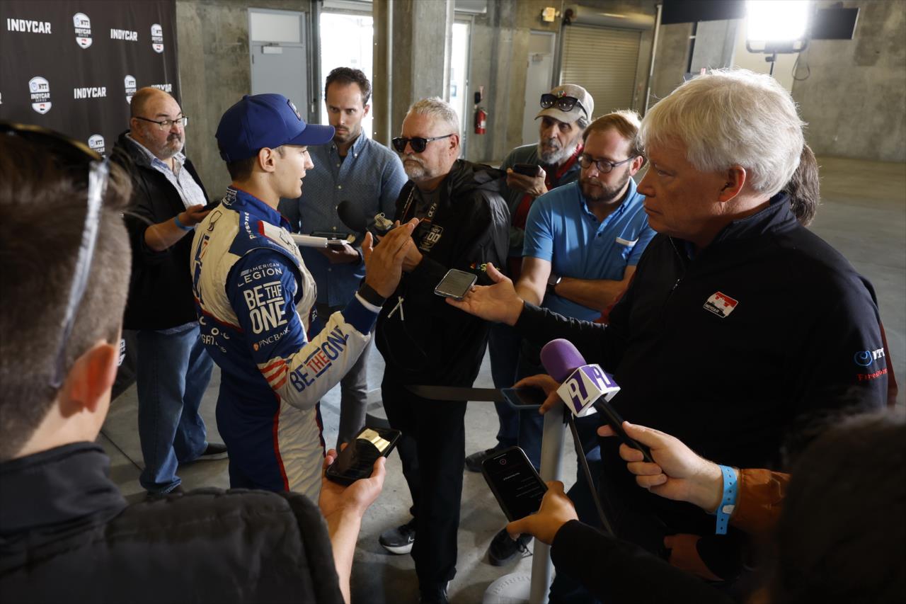 Alex Palou meets with the Media - Indianapolis 500 Hybrid Testing - By: Chris Jones -- Photo by: Chris Jones