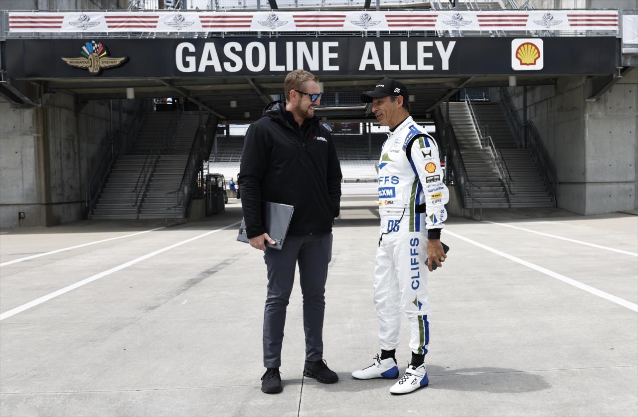 Charlie Kimball and Helio Castroneves - Indianapolis 500 Open Test - By: Chris Jones -- Photo by: Chris Jones