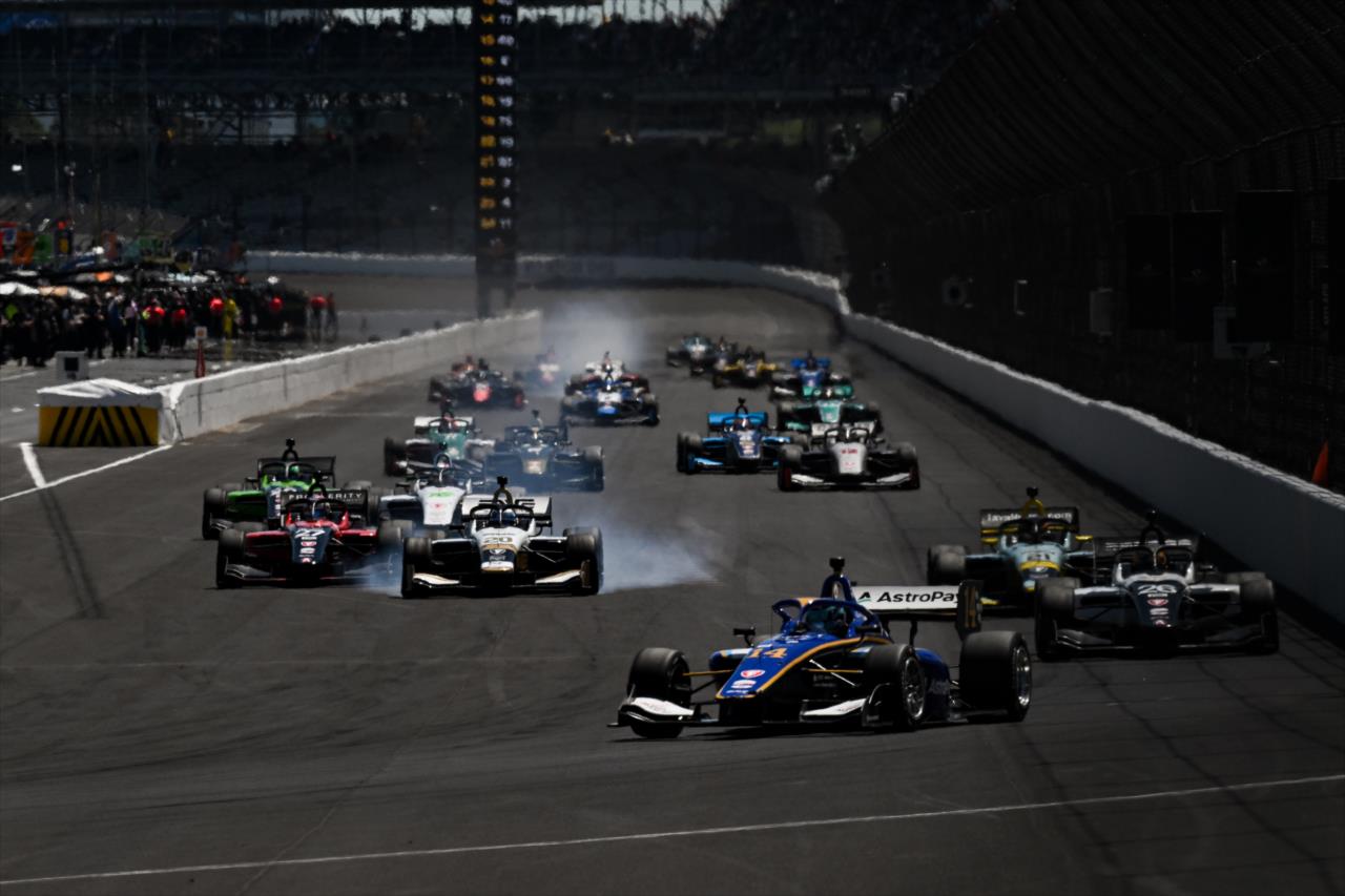 Alessandro de Tullio leads the start of the Indianapolis Grand Prix - By: James Black -- Photo by: James  Black