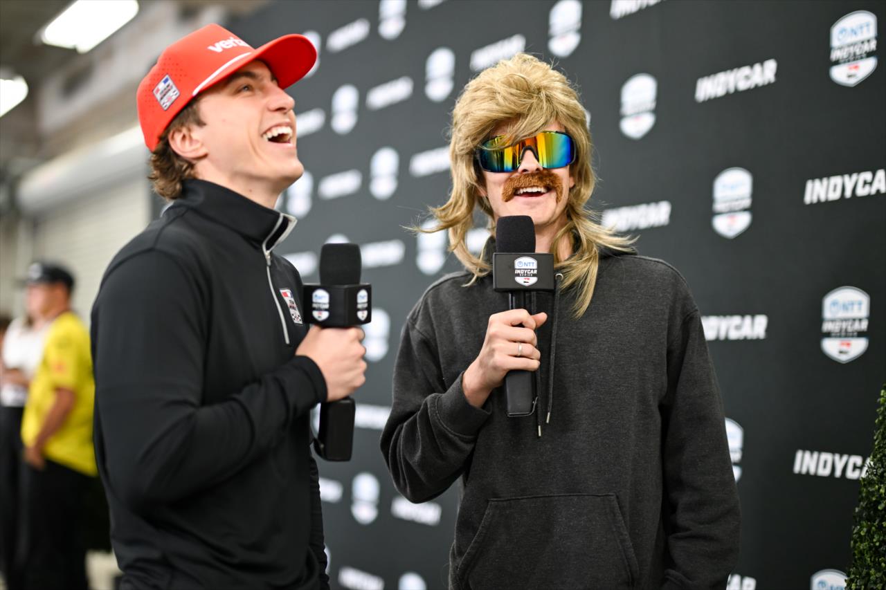 Callum Ilott interviews David Malukas - Indianapolis 500 Practice - By: James Black -- Photo by: James  Black
