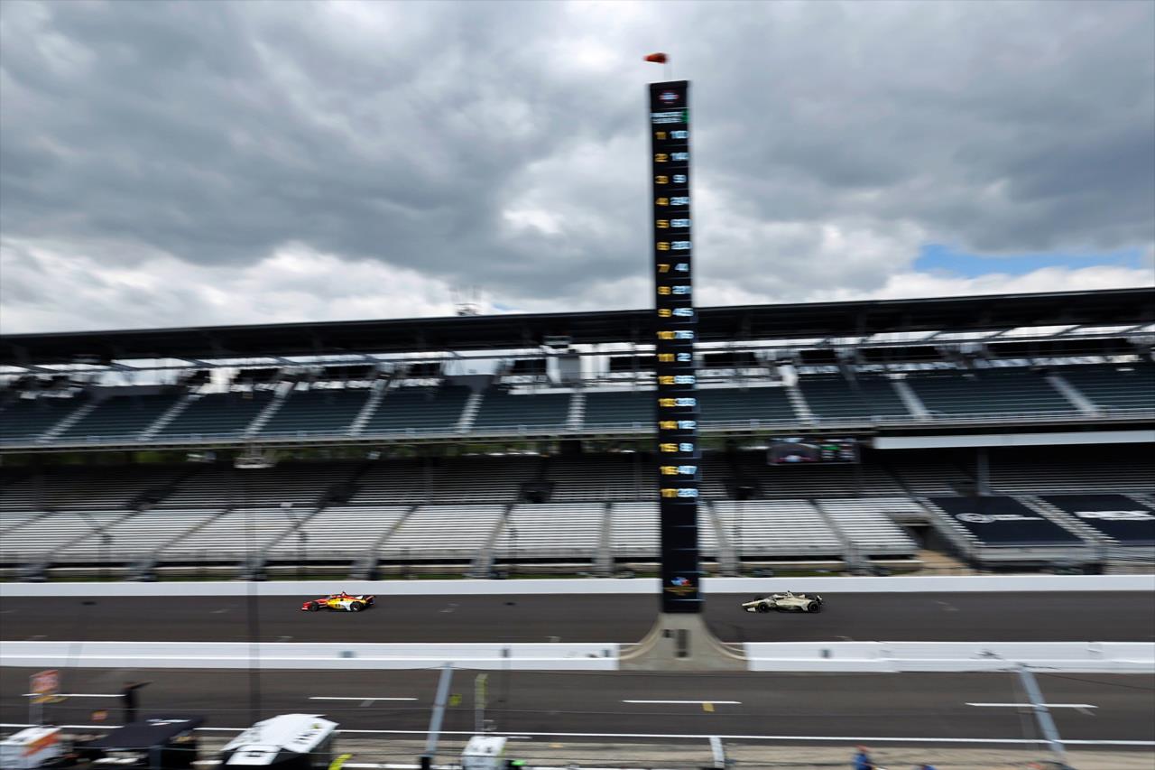 Josef Newgarden and Felix Rosenqvist - Indianapolis 500 Practice - By: Paul Hurley -- Photo by: Paul Hurley