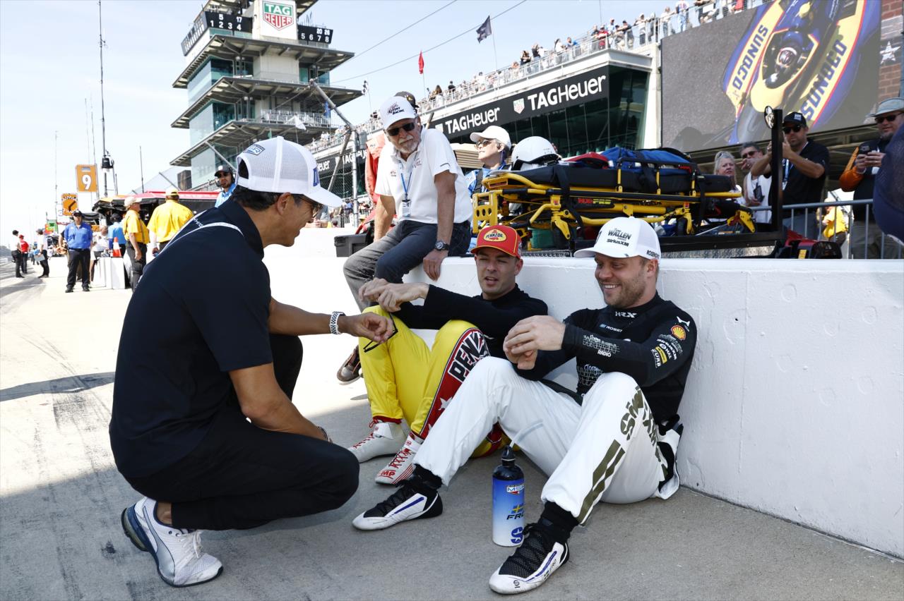 Helio Castroneves, Scott McLaughlin and Felix Rosenqvist - PPG Armed Forces Qualifying Pole Day - By: Chris Jones -- Photo by: Chris Jones