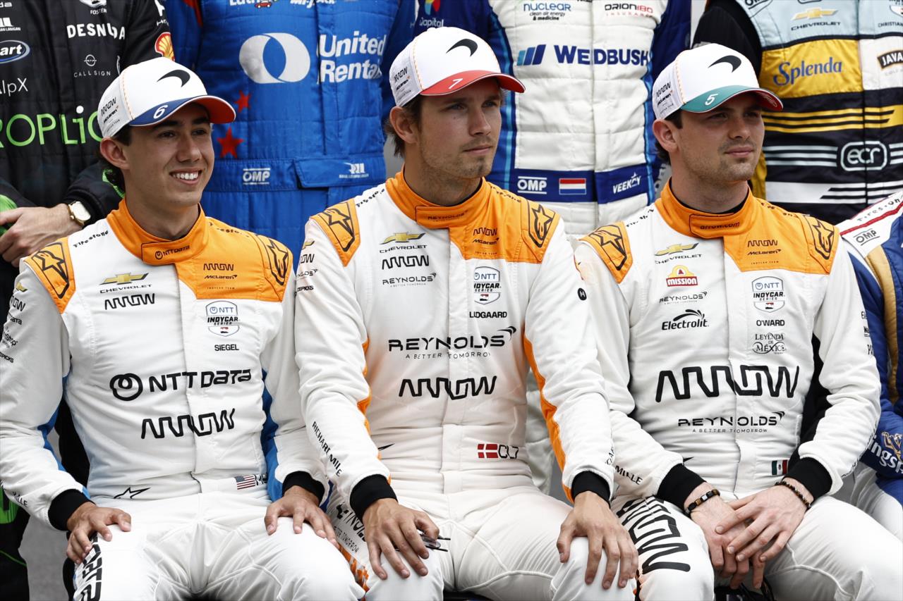 Nolan Siegel, Christian Lundgaard and Pato O'Ward - Indianapolis 500 Practice - By: Chris Jones -- Photo by: Chris Jones