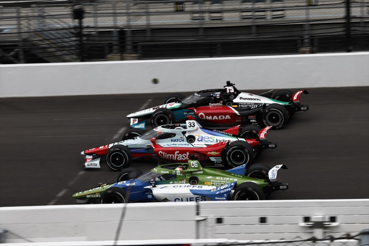 Helio Castronees, Ed Carpenter and Takuma Sato - Indianapolis 500 Practice - By: Chris Jones -- Photo by: Chris Jones