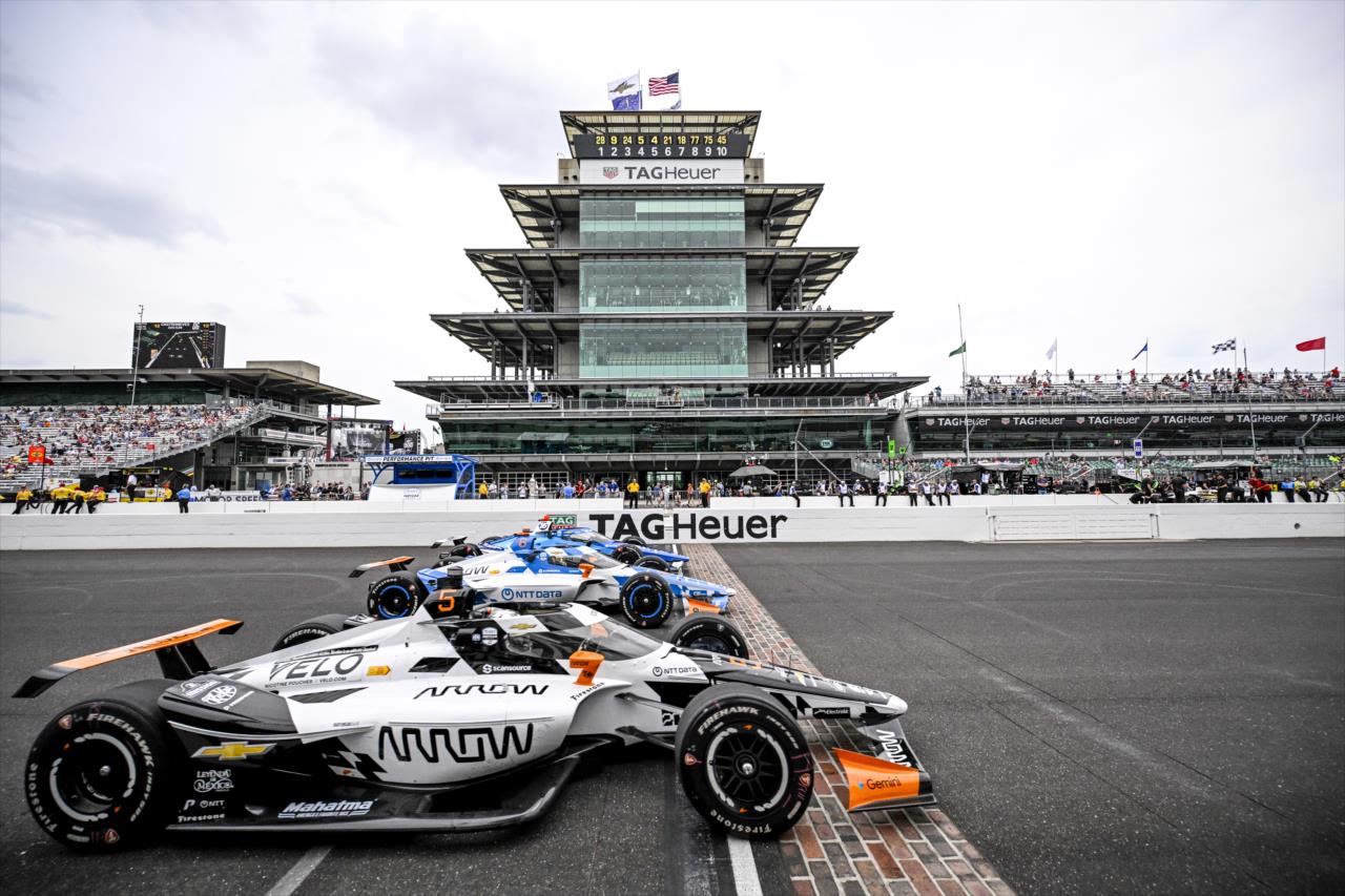 Pato O'Ward, Nolan Siegel and Rinus VeeKay - Indianapolis 500 Practice - By: Doug Mathews -- Photo by: Doug Mathews