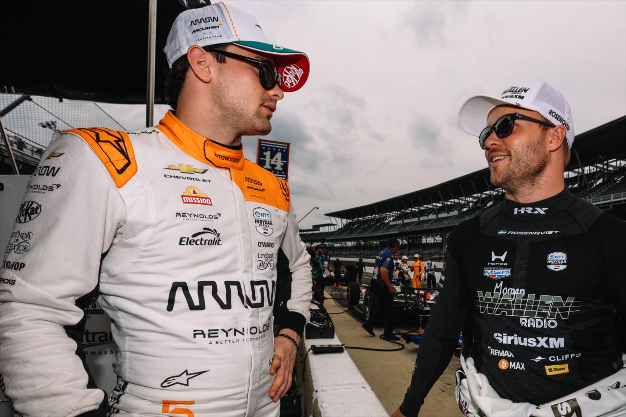Pato O'Ward and Felix Rosenqvist - Indianapolis 500 Practice - By: Joe Skibinski -- Photo by: Joe Skibinski
