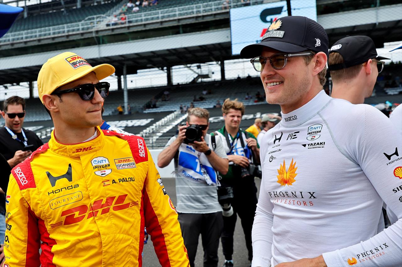 Alex Palou and Marcus Ericsson - Indianapolis 500 Practice - By: Paul Hurley -- Photo by: Paul Hurley
