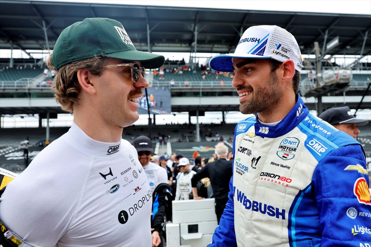Louis Foster and Rinus VeeKay- Indianapolis 500 Practice - By: Paul Hurley -- Photo by: Paul Hurley