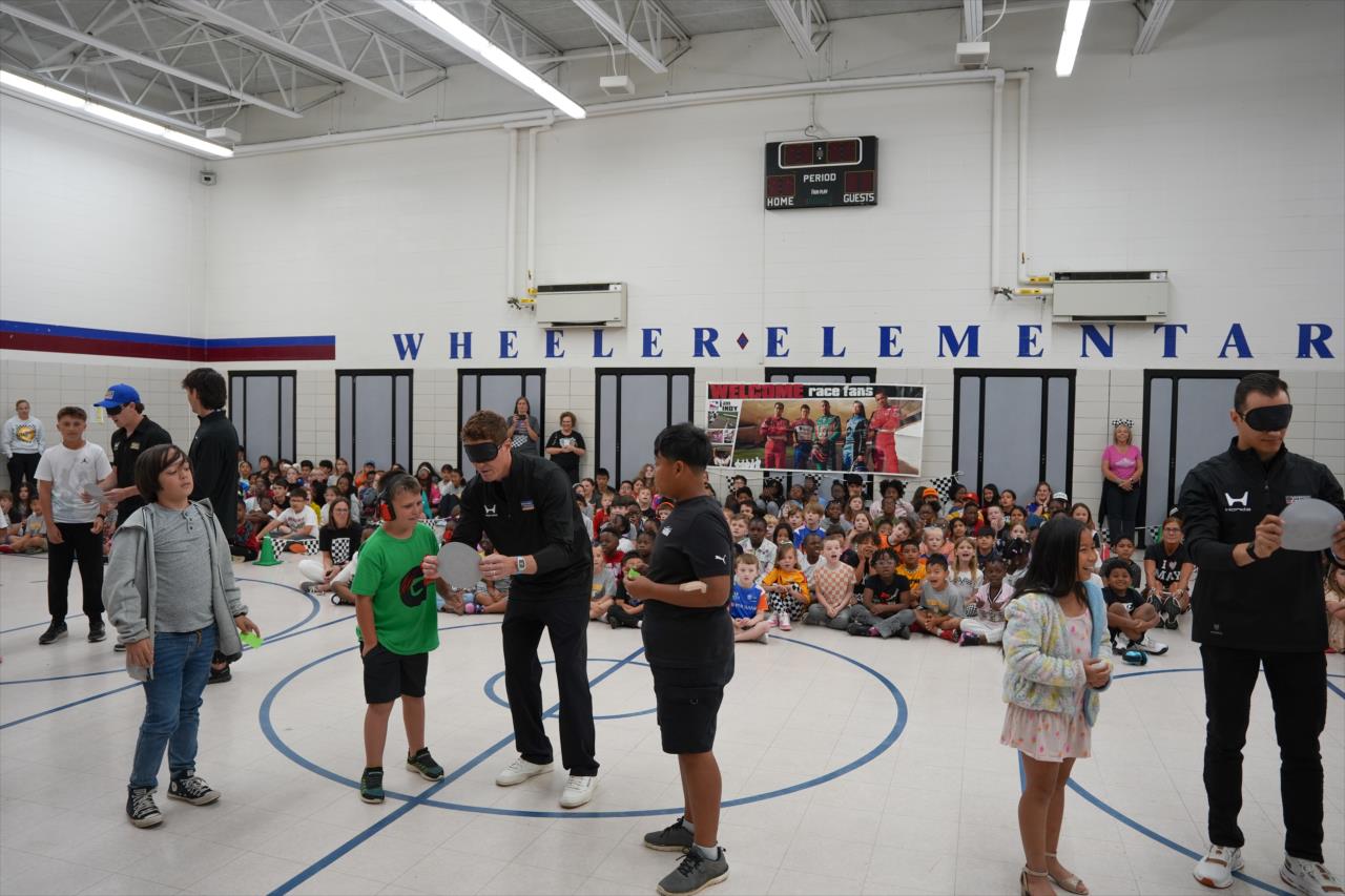 Kyffin Simpson, Scott Dixon, Alex Palou - Gallagher Community Day - By: Josh Hernandez -- Photo by: Josh Hernandez