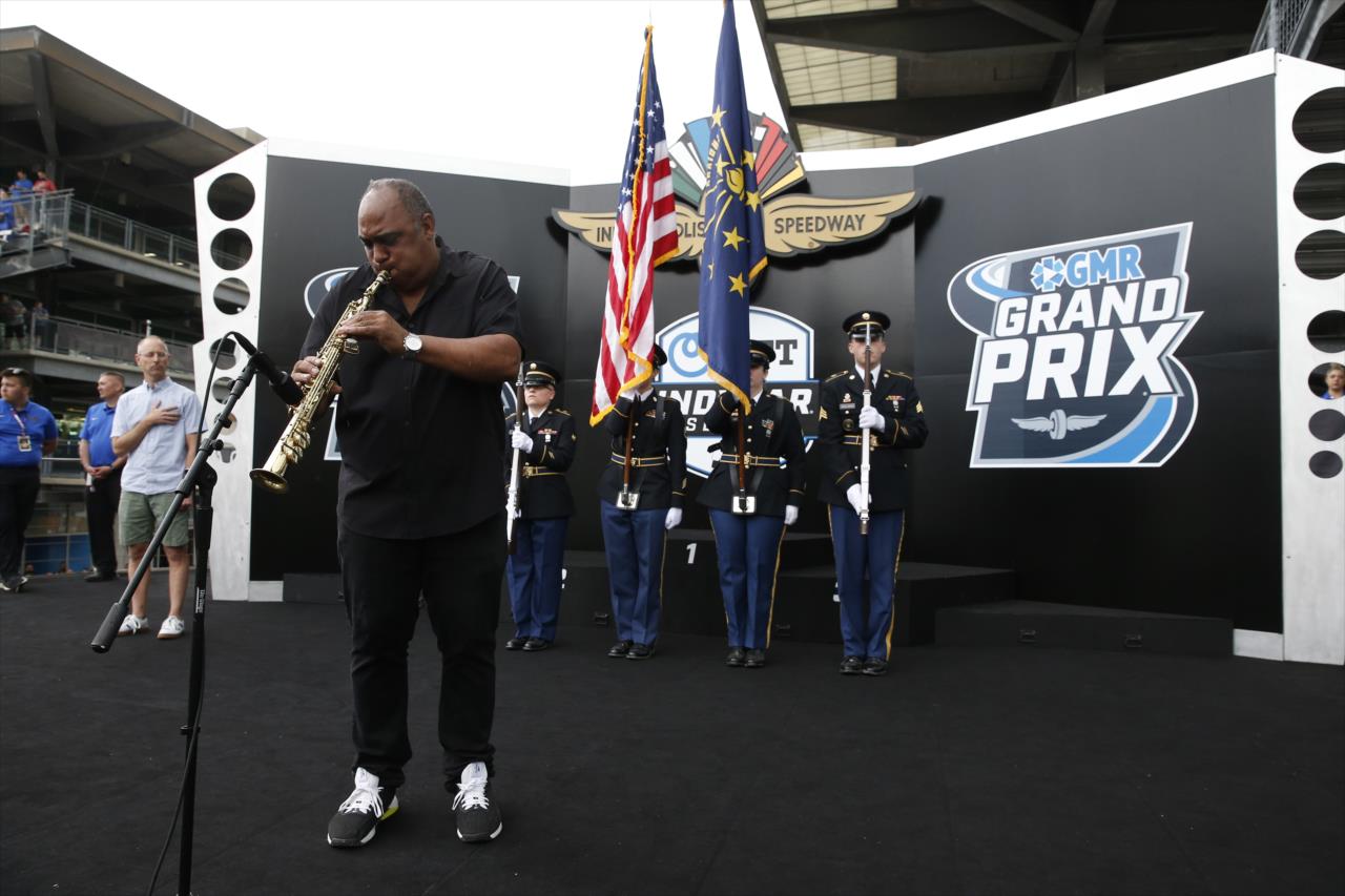 National Anthem by Rob Dixon, Artistic Director, Indiana Jazz Foundation - GMR Grand Prix - By: Chris Jones -- Photo by: Chris Jones