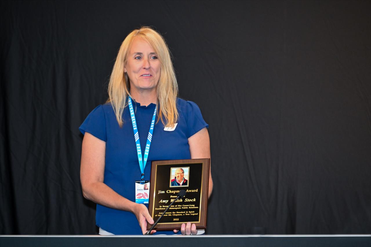 Amy Walsh-Stock winner of the 2022 Jim Chapman Award for PR excellence - Miller Light Carb Day - by: Doug Mathews -- Photo by: Doug Mathews