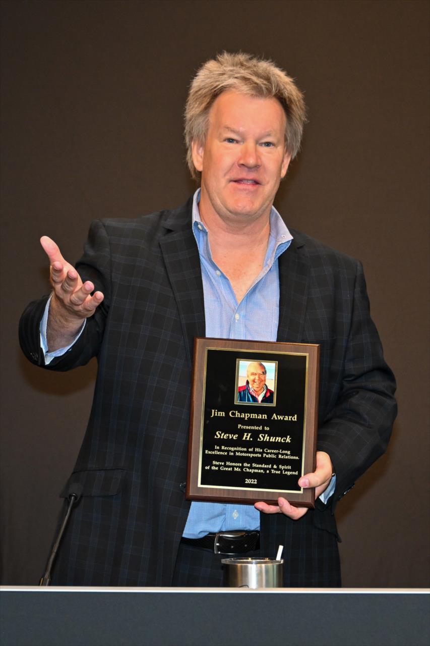 Steve Shunck winner of the 2022 Jim Chapman Award for PR excellence - Miller Light Carb Day - by: Doug Mathews -- Photo by: Doug Mathews