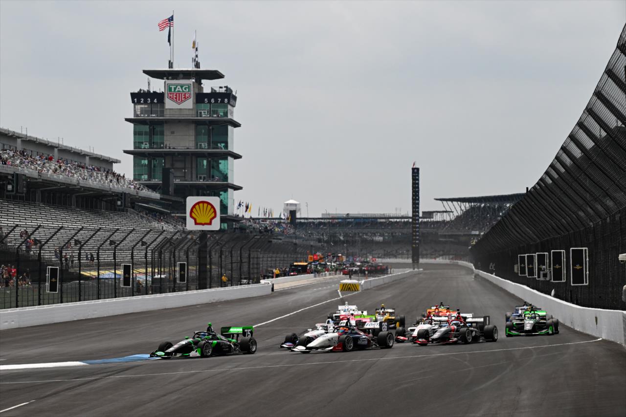 Matteo Nannini leads at the start - INDY NXT By Firestone Grand Prix - By: James Black -- Photo by: James  Black