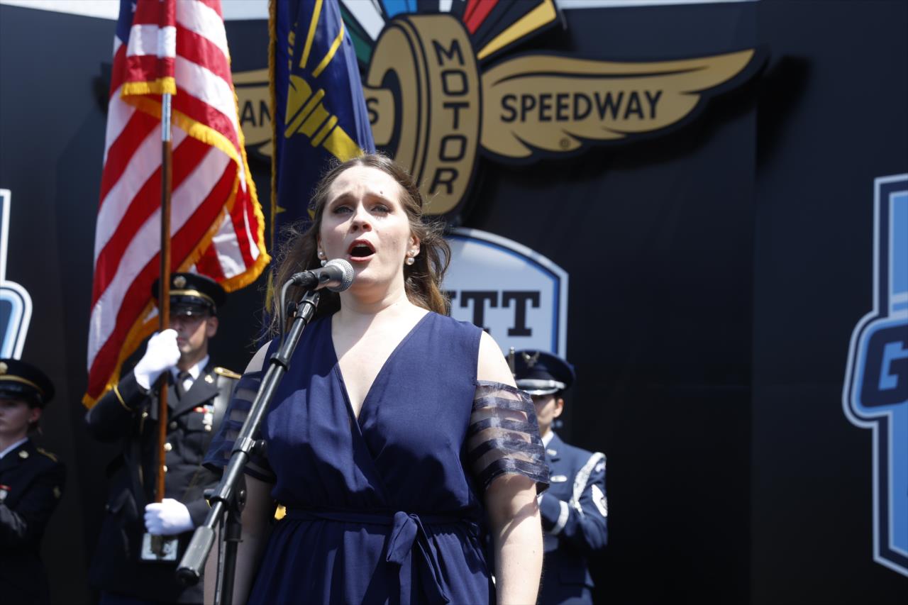 Christina Nicastro performs the National Anthem - Gallagher Grand Prix - By: Chris Jones -- Photo by: Chris Jones