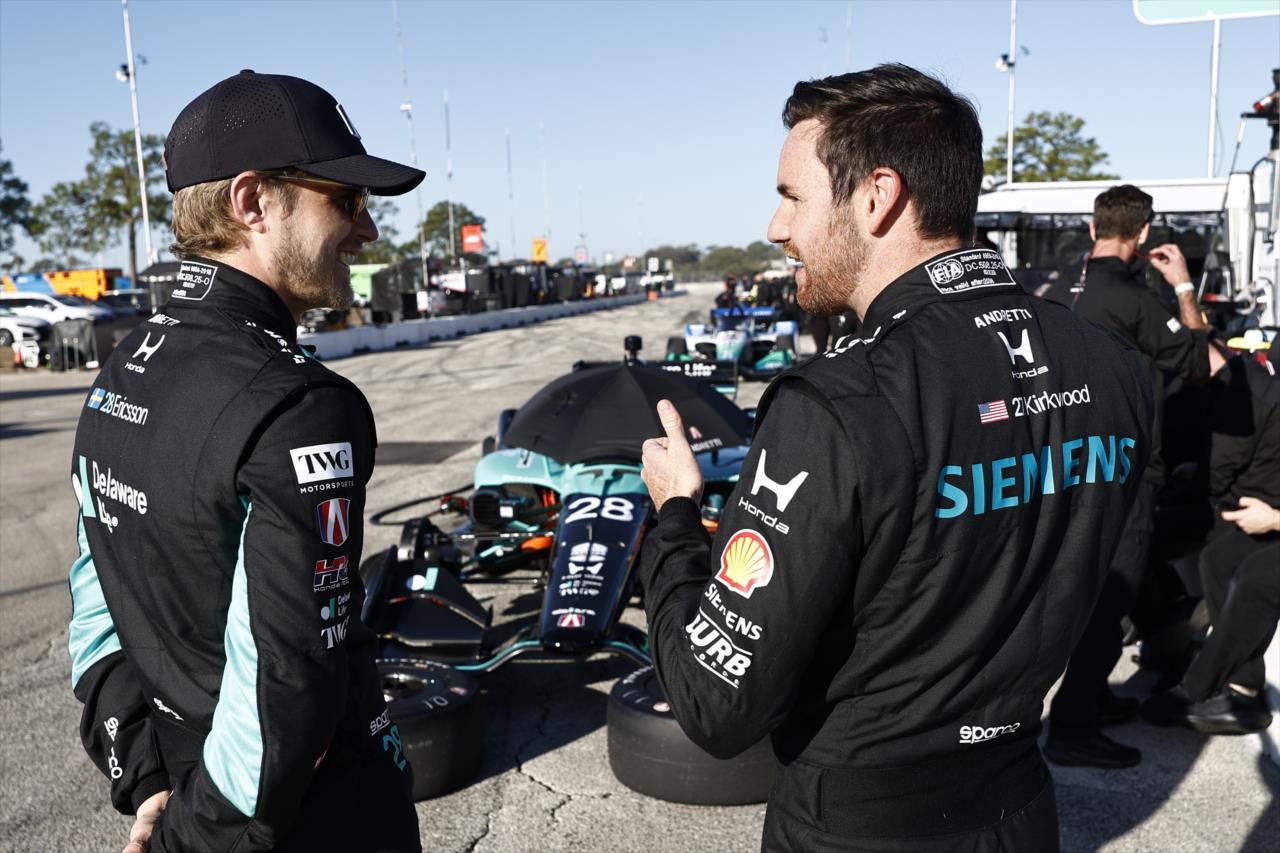 Marcus Ericsson and Kyle Kirkwood - INDYCAR Sebring Test - Day 1 - By: Chris Jones -- Photo by: Chris Jones