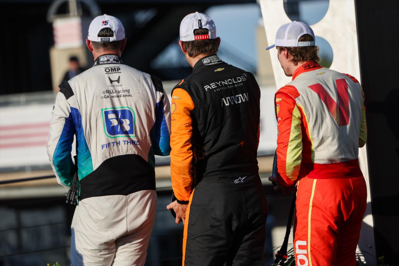David Malukas, Christian Lundgaard and Graham Rahal - Sonsio Grand Prix - Indianapolis Grand Prix - By: Joe Skibinski -- Photo by: Joe Skibinski