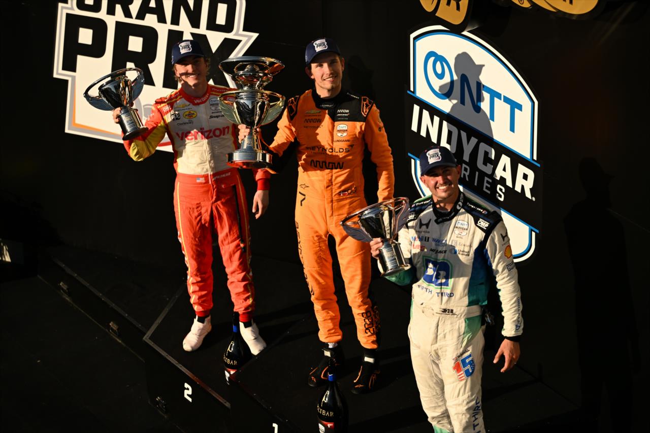 David Malukas, Christian Lundgaard and Graham Rahal - Sonsio Grand Prix - Indianapolis Grand Prix - By: James Black -- Photo by: James  Black
