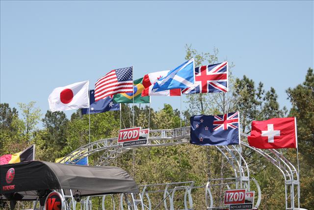 Nationality flags during pre-race at Barber Motorsports Park. -- Photo by: Ron McQueeney