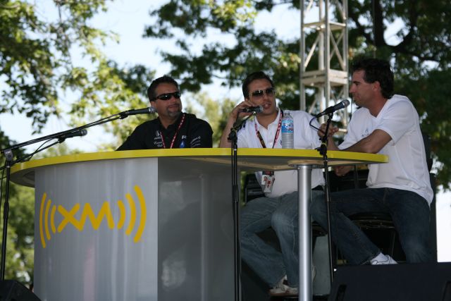 Michael Andretti and Bryan Herta on the XM Satellite Radio stage before the Detroit Indy Grand Prix on Race day. -- Photo by: Chris Jones