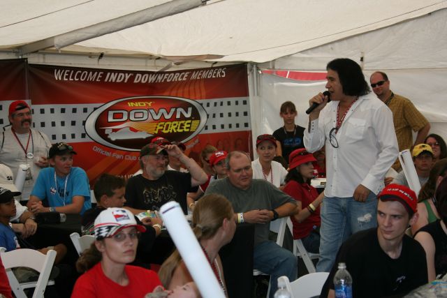Gene Simmons visits the Indy Downforce tent before the Detroit Indy Grand Prix on Race day. -- Photo by: Chris Jones