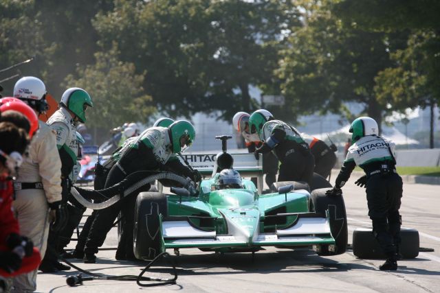Vision Racing driver Ed Carpenter makes a routine pit-stop during race action. -- Photo by: Chris Jones
