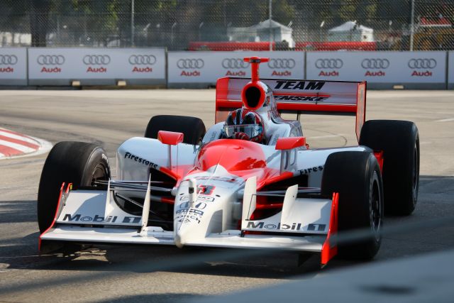 Helio Castroneves on track during warm up for the Detroit Indy Grand Prix on Race day. -- Photo by: Shawn Payne