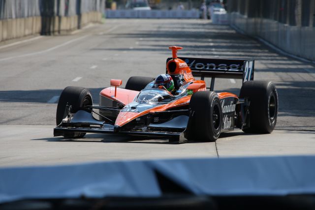 Dario Franchitti on track during warm up for the Detroit Indy Grand Prix on Race day. -- Photo by: Shawn Payne