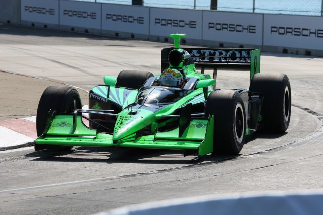 Scott Sharp on track during warm up for the Detroit Indy Grand Prix on Race day. -- Photo by: Shawn Payne