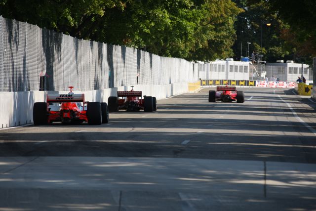 Cars on track during warm up for the Detroit Indy Grand Prix on Race day. -- Photo by: Shawn Payne