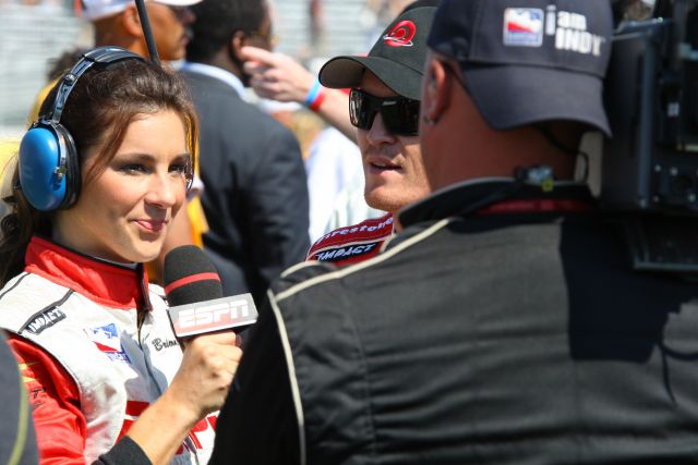 Brianne Pedigo interviews Scott Dixon before the Detroit Indy Grand Prix on Race day. -- Photo by: Shawn Payne