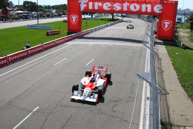 Helio Castroneves on track during the Detroit Indy Grand Prix on Race day. -- Photo by: Shawn Payne