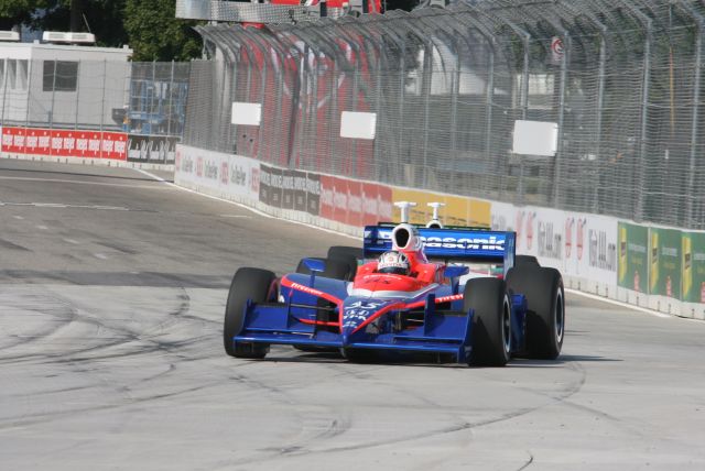 Kosuke Matsuura on track during warm up for the Detroit Indy Grand Prix on Race day. -- Photo by: Steve Snoddy