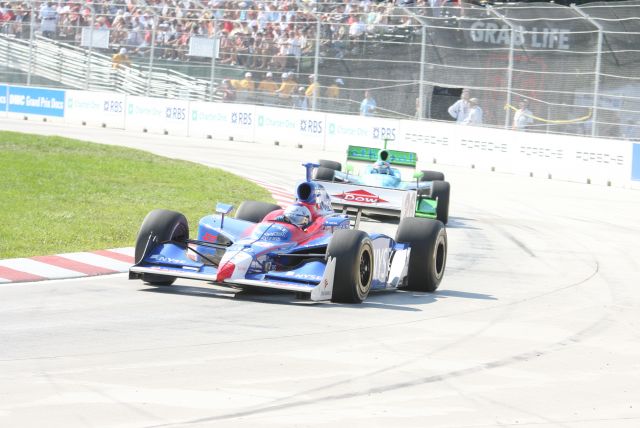 AGR driver Marco Andretti makes his way thru turn with Ryan-Hunter Ray in close pursuit. -- Photo by: Steve Snoddy