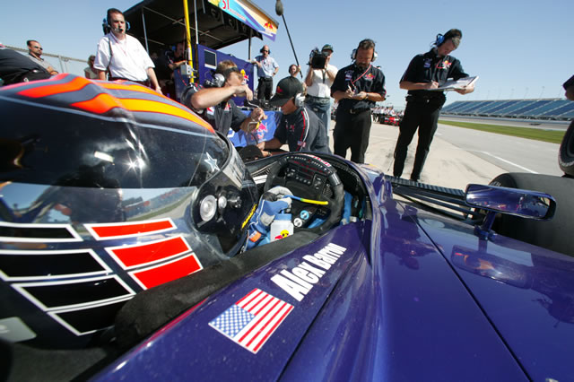 #51 Red Bull Cheever Racing driver Alex Barron, sits on pit lane. -- Photo by: Ron McQueeney