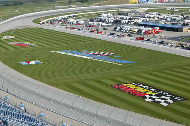 View down on front stretch of Chicagoland Speedway -- Photo by: Shawn Payne