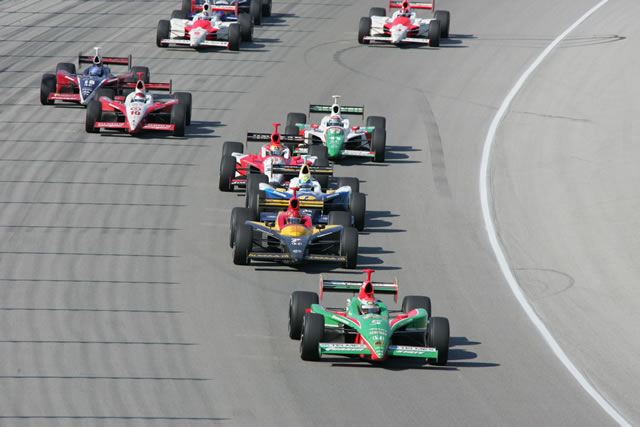 #5 Fernandez Racing driver Adrian Fernandez leads the field in the closing stages of the Delphi Indy 300 at Chicagoland Speedway -- Photo by: Ron McQueeney