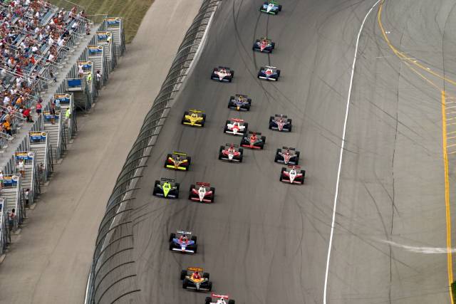 Mid-pack action at the Peak Antifreeze Indy 300 from Chichagoland Speedway. -- Photo by: Chris Jones