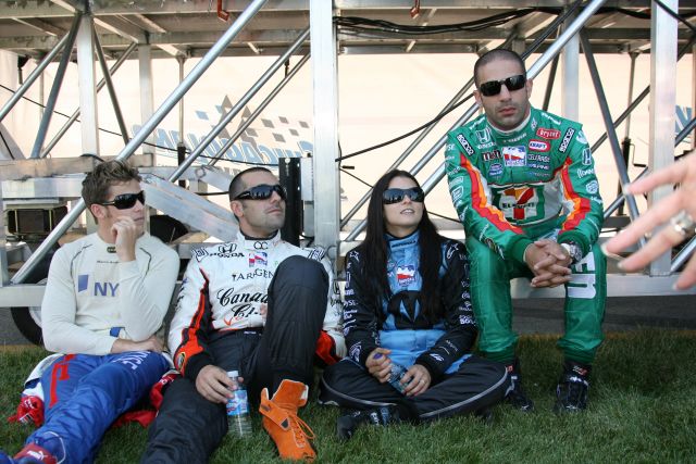 AGR drivers Marco Andretti, Dario Franchitti, Danica Patrick and Tony Kanaan prior to driver introductions. -- Photo by: Chris Jones