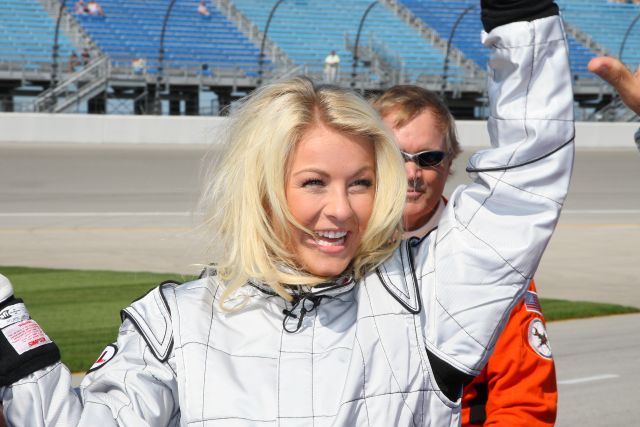 Julianne Hough after her 2 seater ride at Chicagoland Speedway -- Photo by: Ron McQueeney