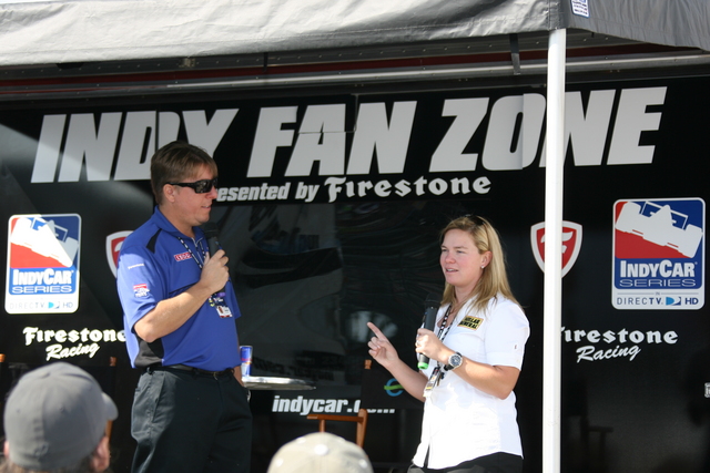 Sarah Fisher answers questions from fans at Chicagoland. -- Photo by: Chris Jones