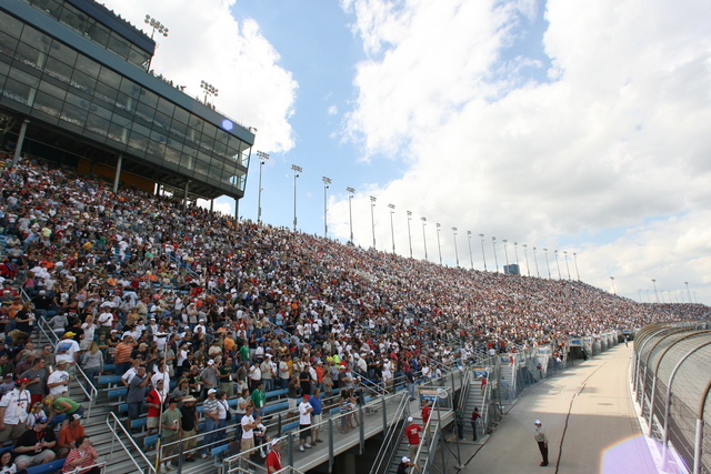 fans pile into the stand during the race at Chicagoland Speedway. -- Photo by: Chris Jones