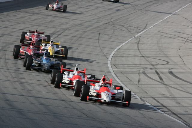 Close race action during PEAK Antifreeze & Motor Oil Indy 300 at Chicagoland Speedway. -- Photo by: Chris Jones