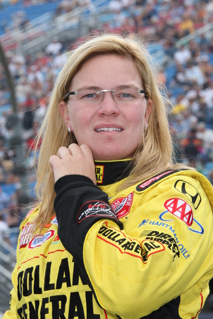 No. 67 Sarah Fisher enjoying the pre-race festivities at Chicagoland Speedway. -- Photo by: Ron McQueeney
