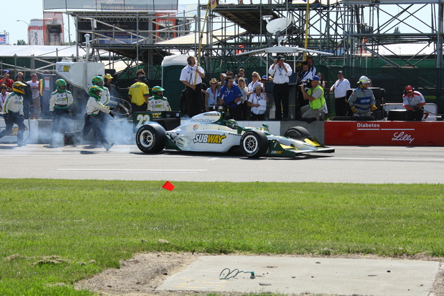 #22 Paul Tracy exiting the pits during the Rexall Edmonton Indy race. -- Photo by: Shawn Payne